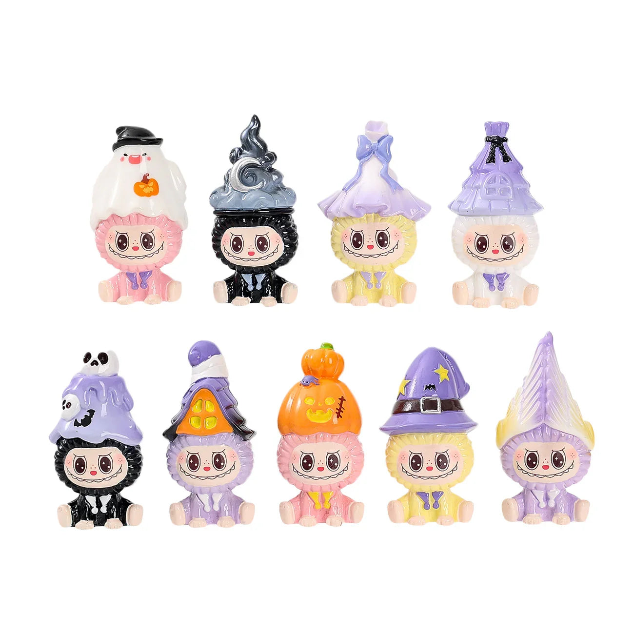 Cartoon LABU Halloween Series Resin Crafts 9pcs/set (No Hole)