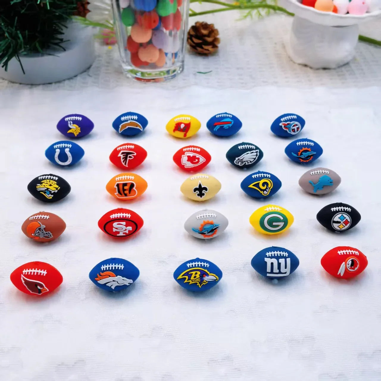 30 Teams NFL Football 3D Silicone Beads DIY Silicone Jewelry Glue Beads Beaded Accessories American Football Loose Beads