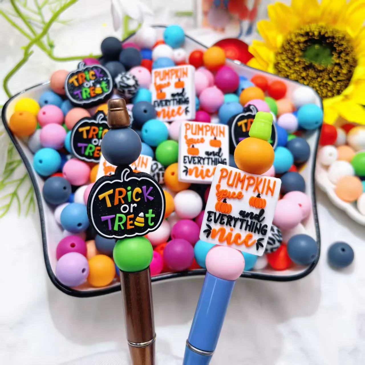 Halloween Series Bow Silicone Focus Beads