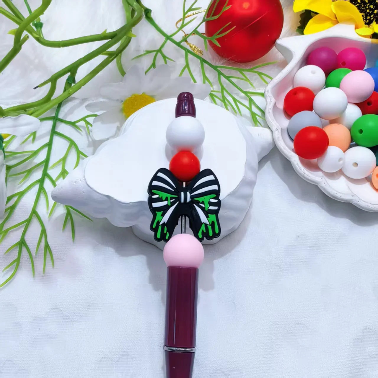 Halloween Series Bow Silicone Focus Beads