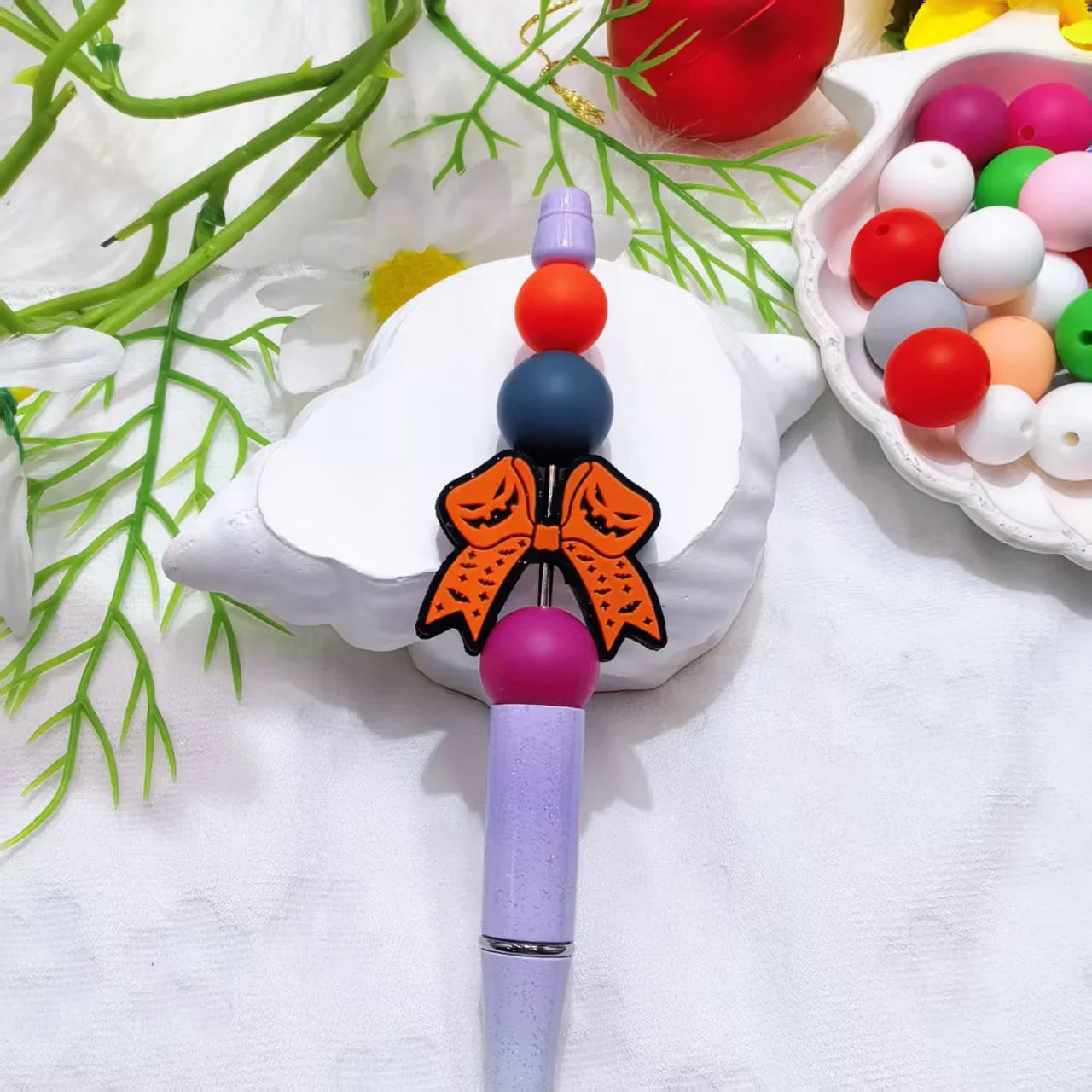 Halloween Series Bow Silicone Focus Beads