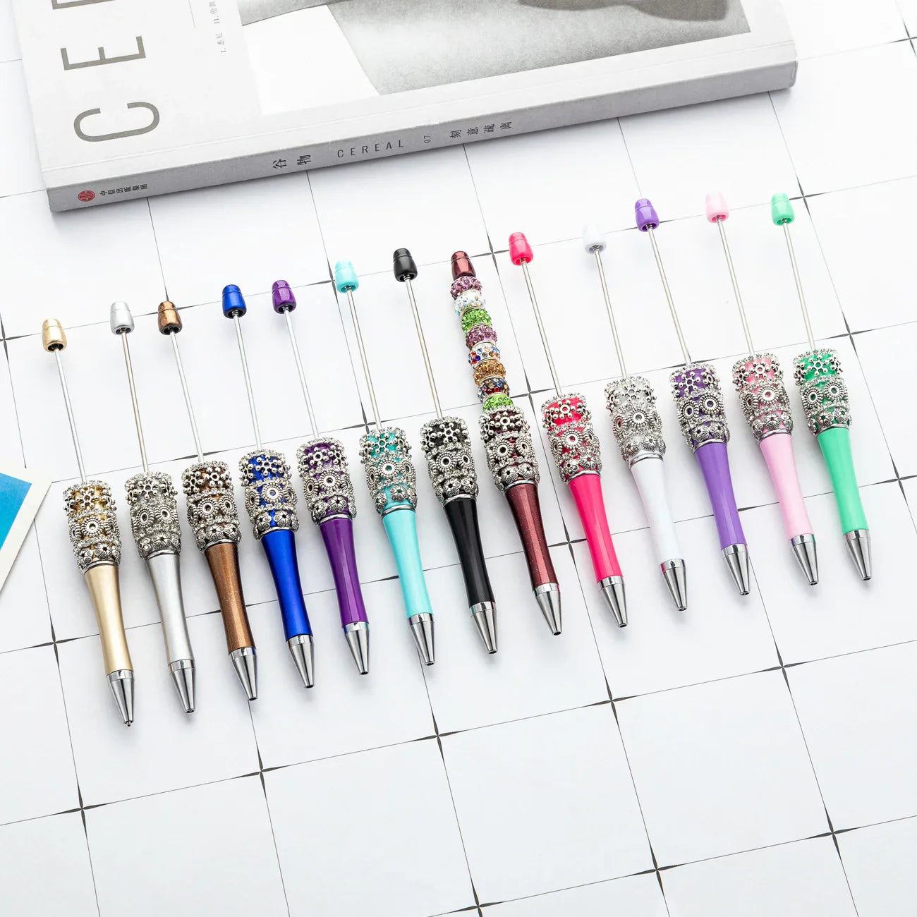 DIY Retro Flower Bead Pen Creative Handmade Bead Pen