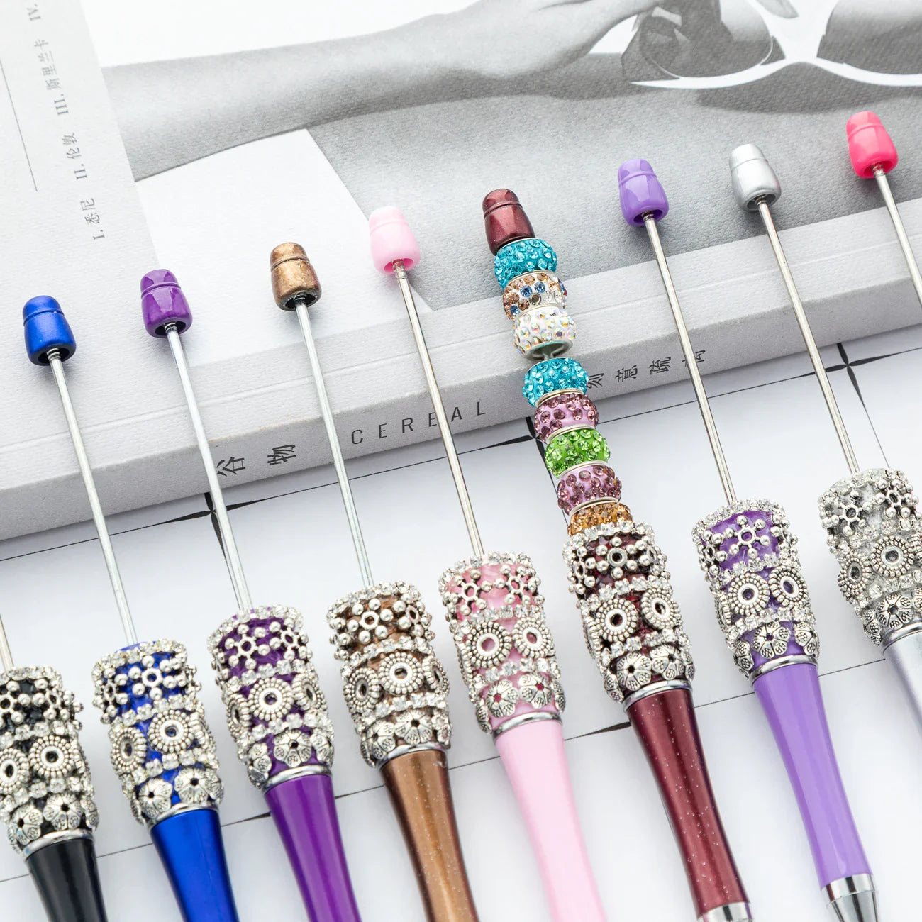 DIY Retro Flower Bead Pen Creative Handmade Bead Pen