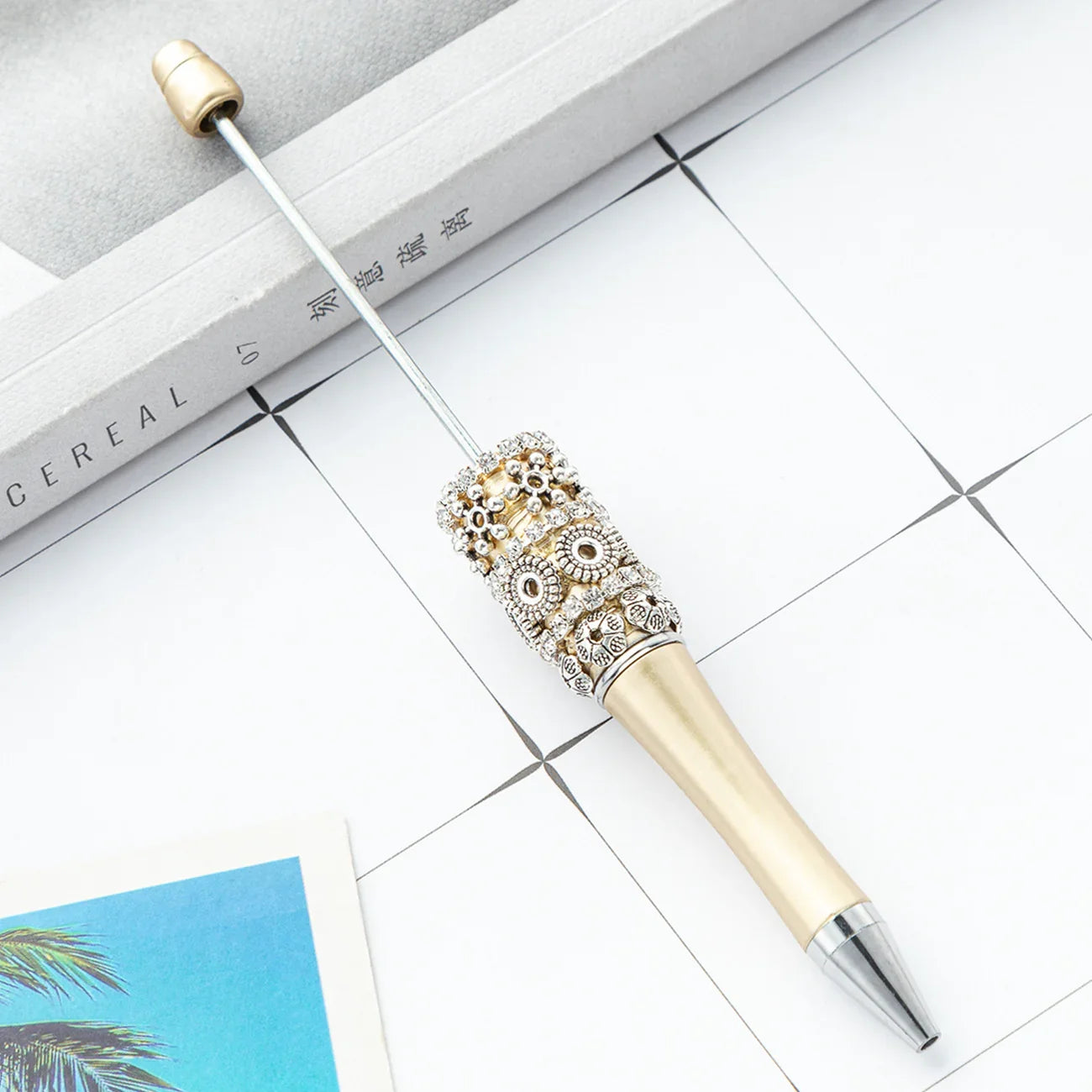 DIY Retro Flower Bead Pen Creative Handmade Bead Pen