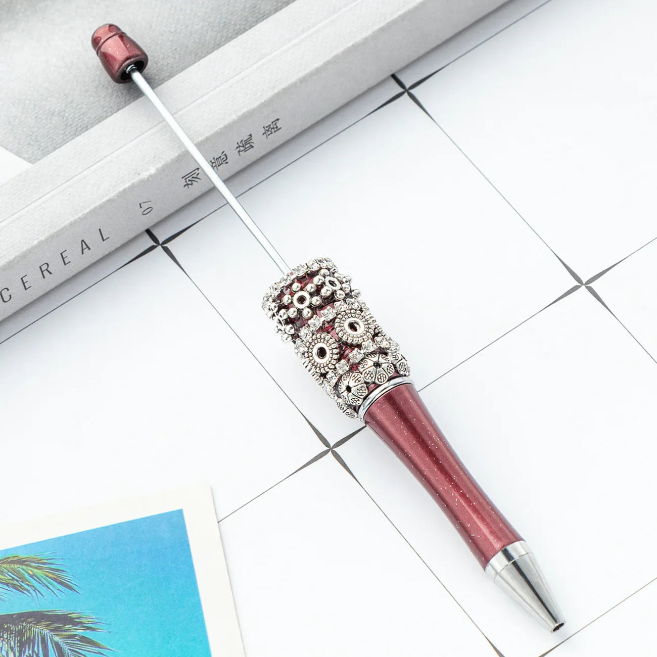 DIY Retro Flower Bead Pen Creative Handmade Bead Pen