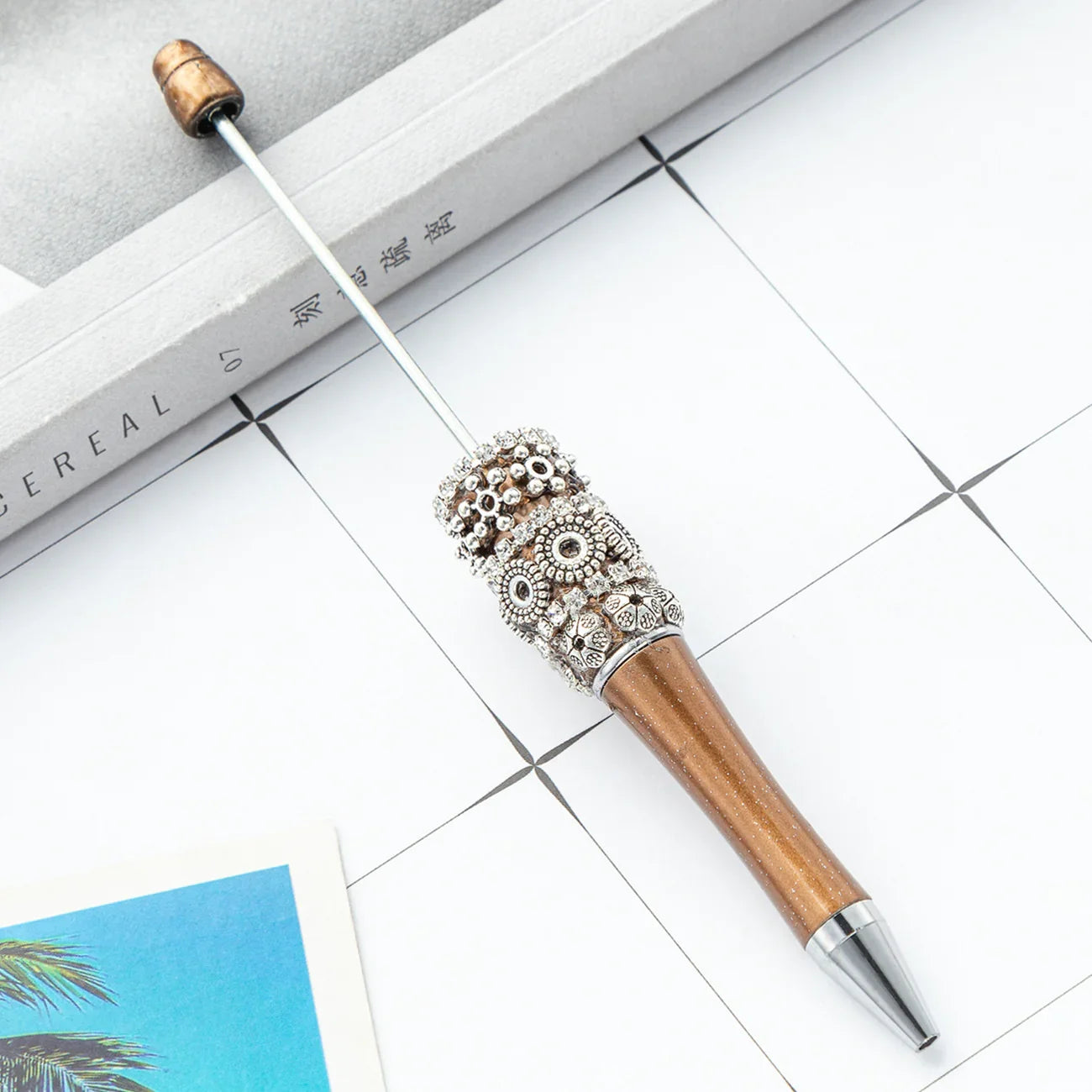 DIY Retro Flower Bead Pen Creative Handmade Bead Pen