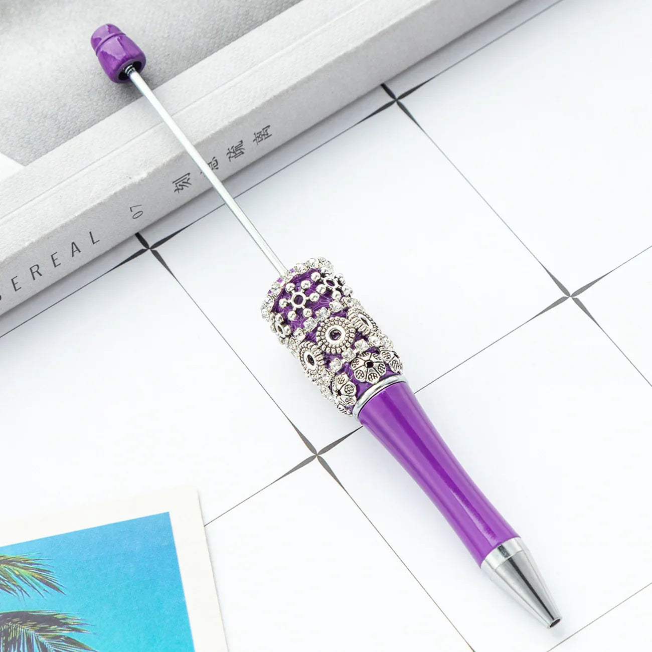 DIY Retro Flower Bead Pen Creative Handmade Bead Pen