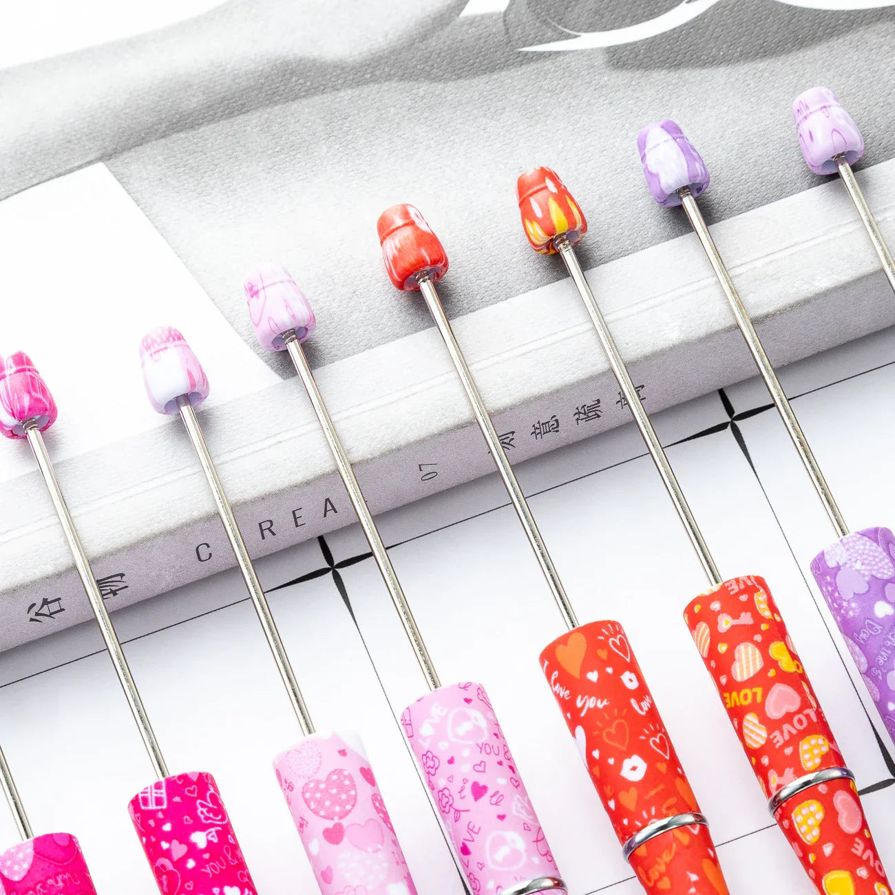 DIY Plastic Bead Pen Creative Valentine's Day Love Series Bead Pen