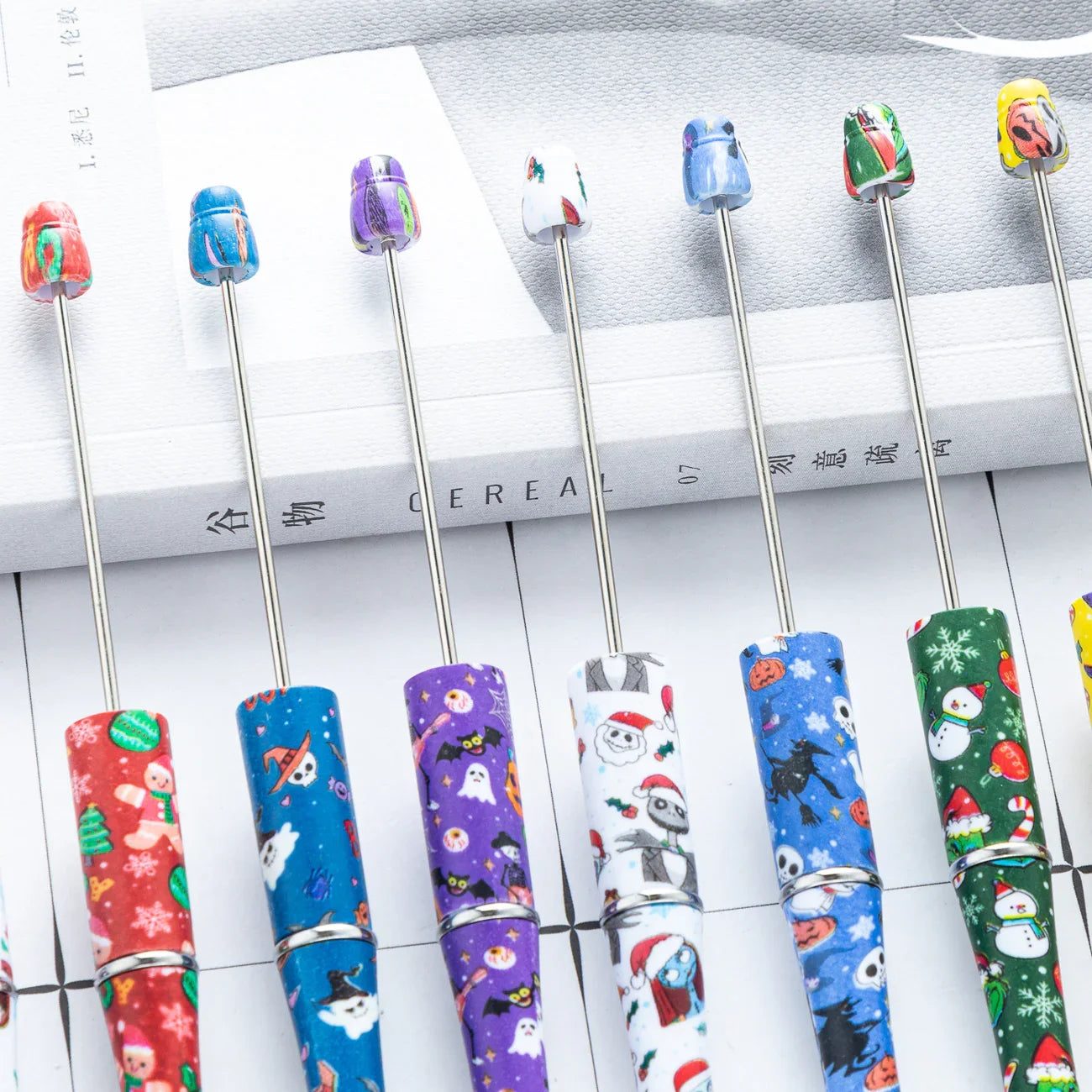 DIY Plastic Bead Pen Cartoon Christmas Halloween Bead Pen
