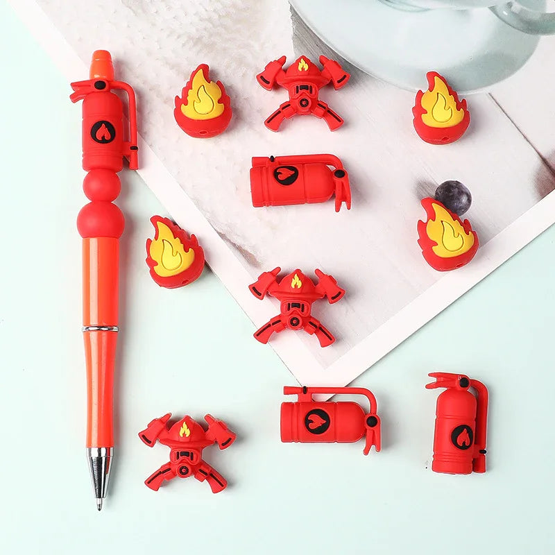 3D Fire Mask Silicone Beads Straight Hole Silicone Focal Beads