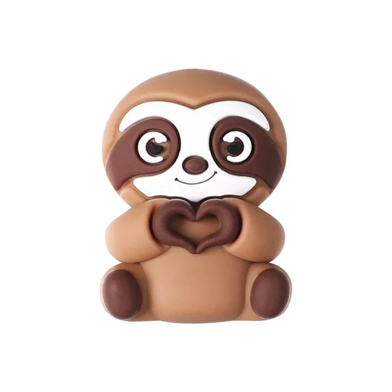 3D Silicone Beads Cartoon Panda Hippo Lion Three-dimensional Animal Focal Beads
