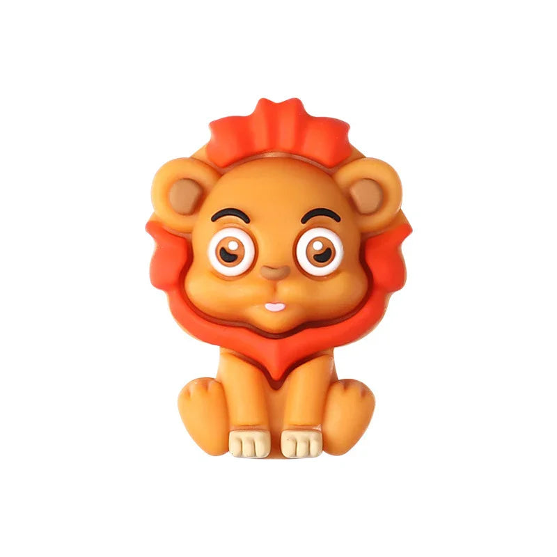 3D Silicone Beads Cartoon Panda Hippo Lion Three-dimensional Animal Focal Beads