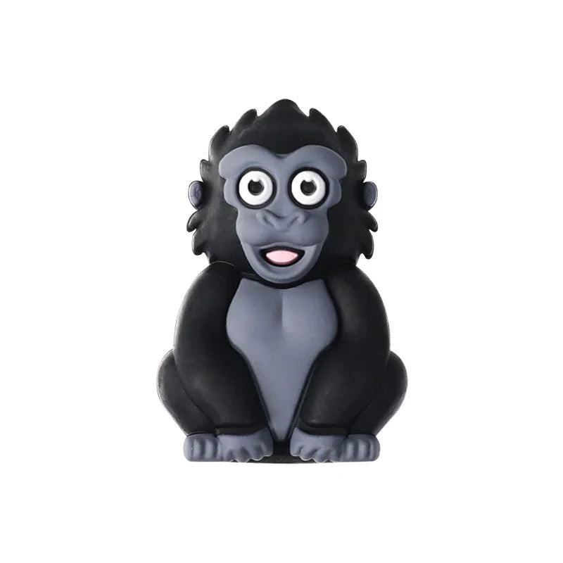 3D Silicone Beads Cartoon Panda Hippo Lion Three-dimensional Animal Focal Beads