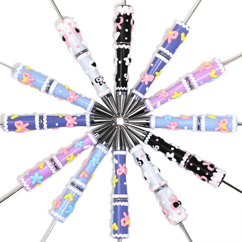 Hand-painted Bow Cartoon Beaded Pen Macaron Color Matching