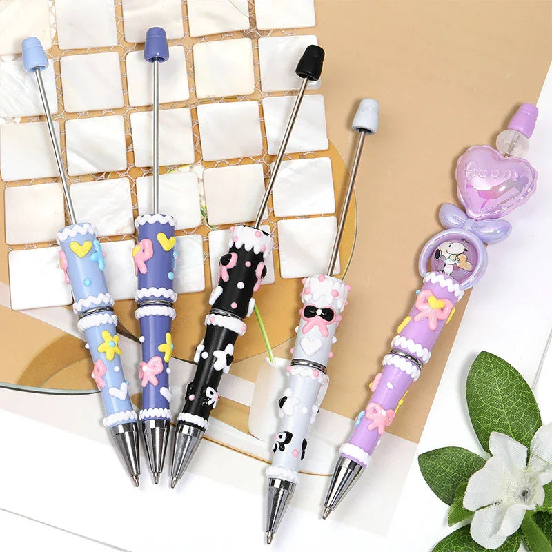 Hand-painted Bow Cartoon Beaded Pen Macaron Color Matching