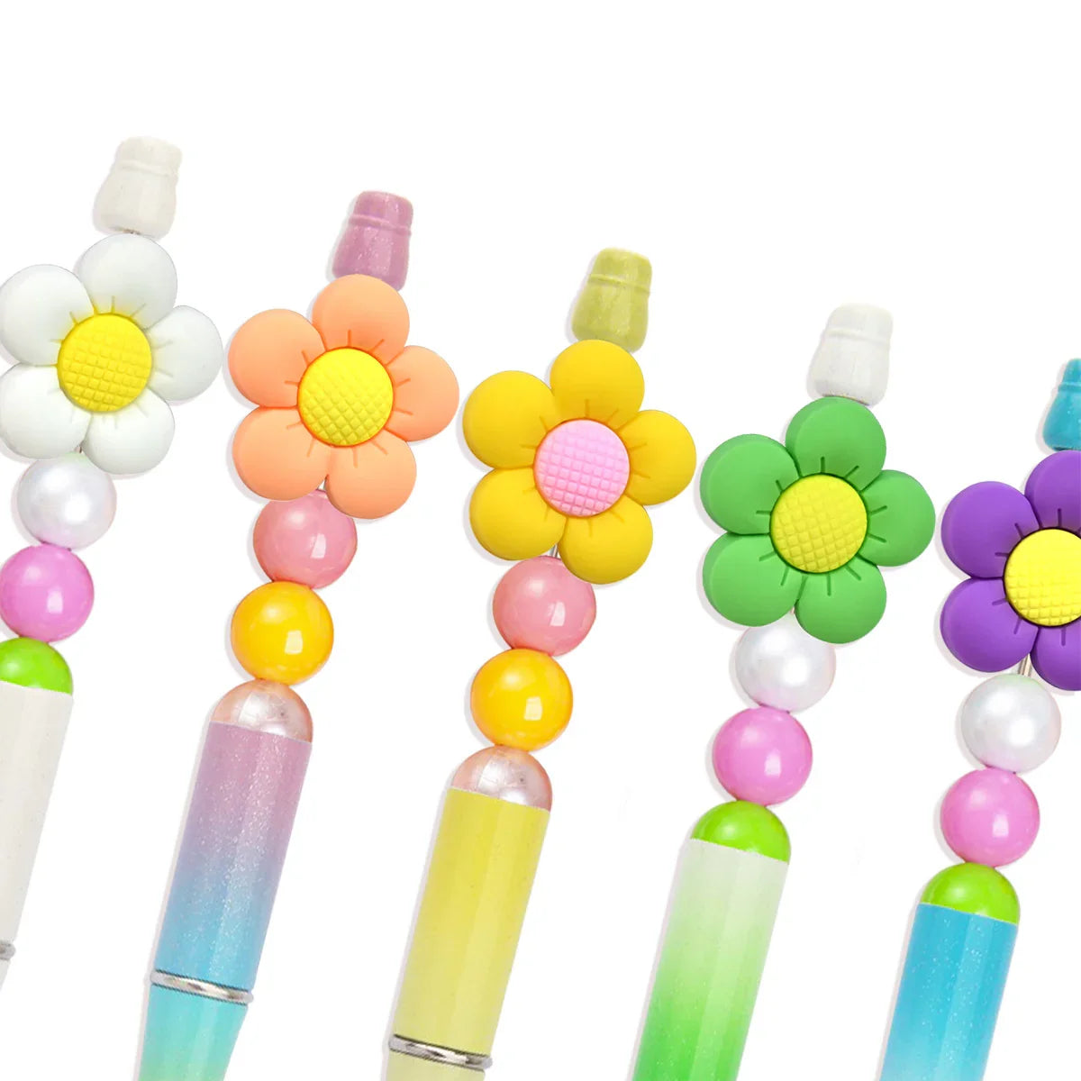 Creative Ballpoint Pen Beaded Accessories Cute Flower Silicone Focal Beads