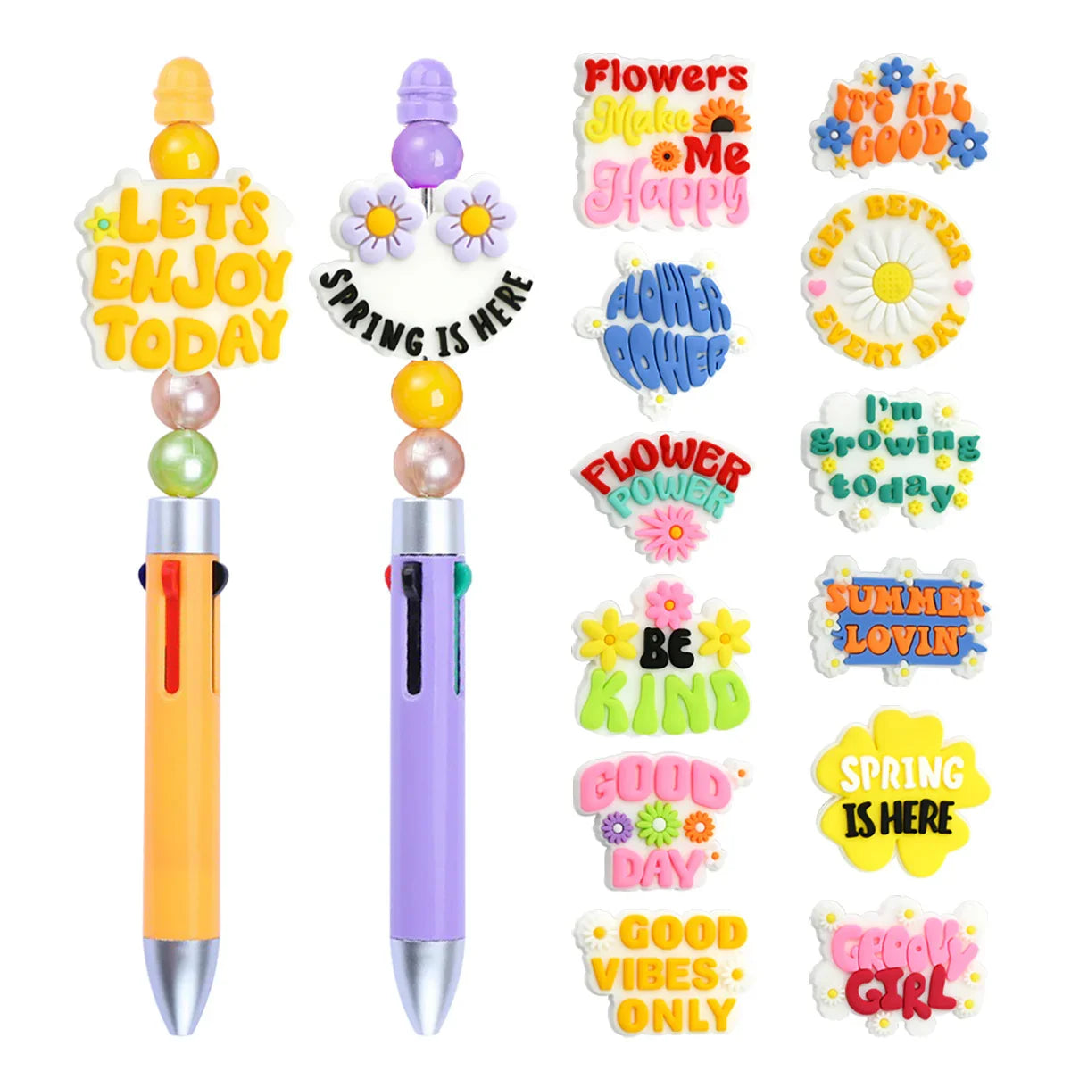 Flower Letter Phrases Silicone Focus Beads