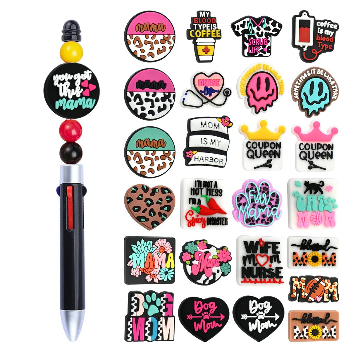 Cute Cartoon Mother's Day Series Silicone Focal Beads