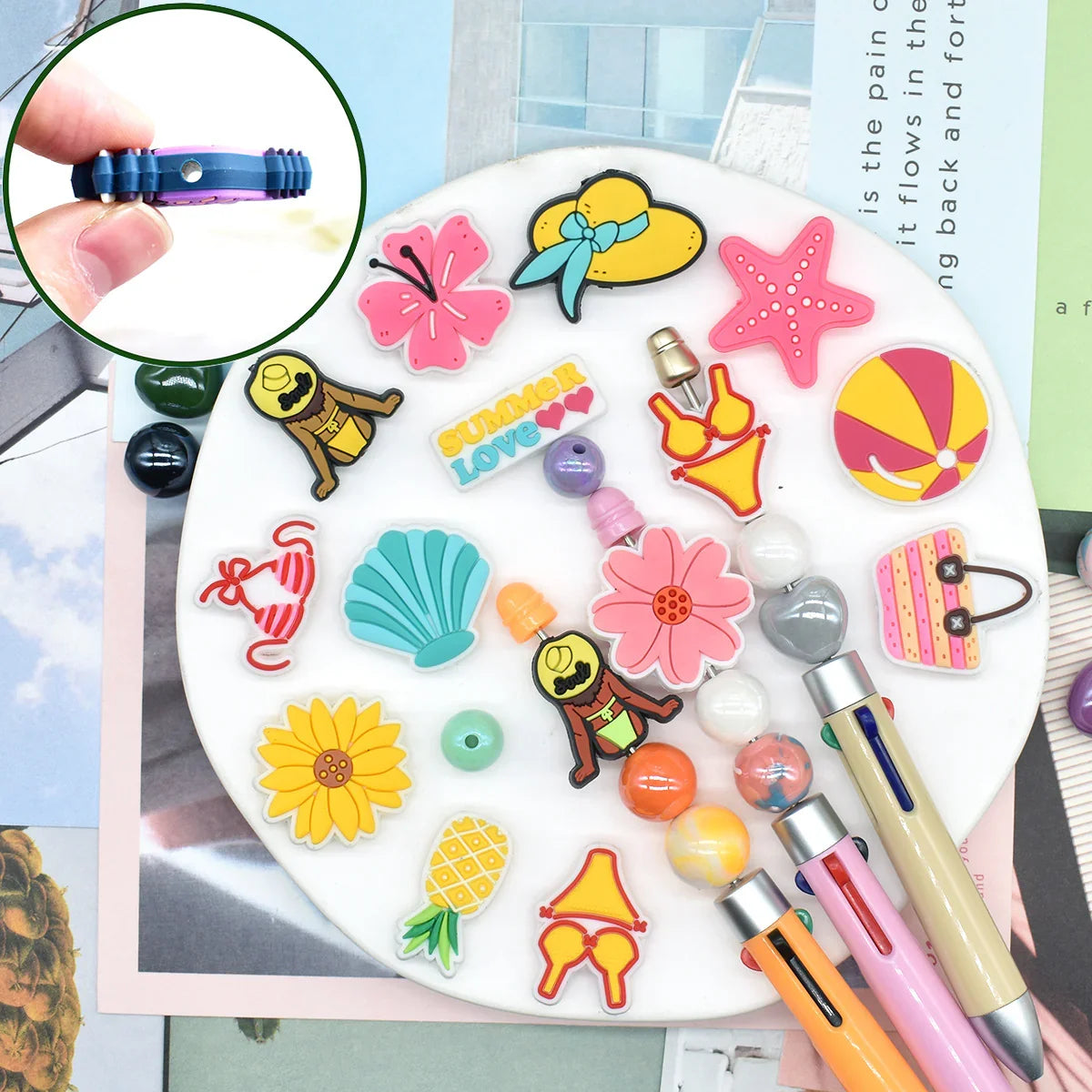 Summer Bead Pen Patch Silicone Focus Beads