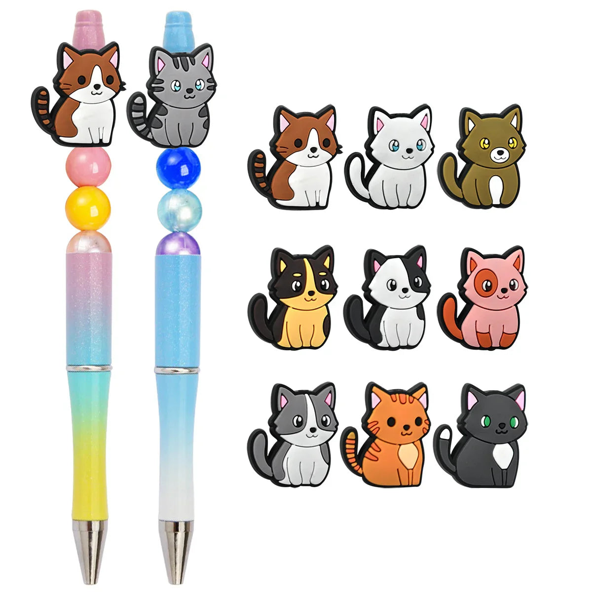 Cute Cartoon Cat Silicone Focal Beads