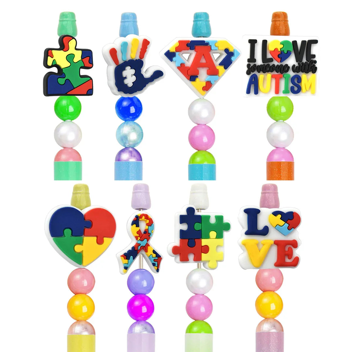 Autism Series Multi-Color Silicone Focal Beads