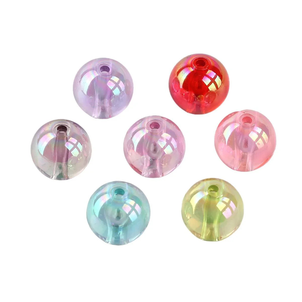 16MM Transparent Colored Plated Dazzling Straight Hole Round Beads Acrylic Beads