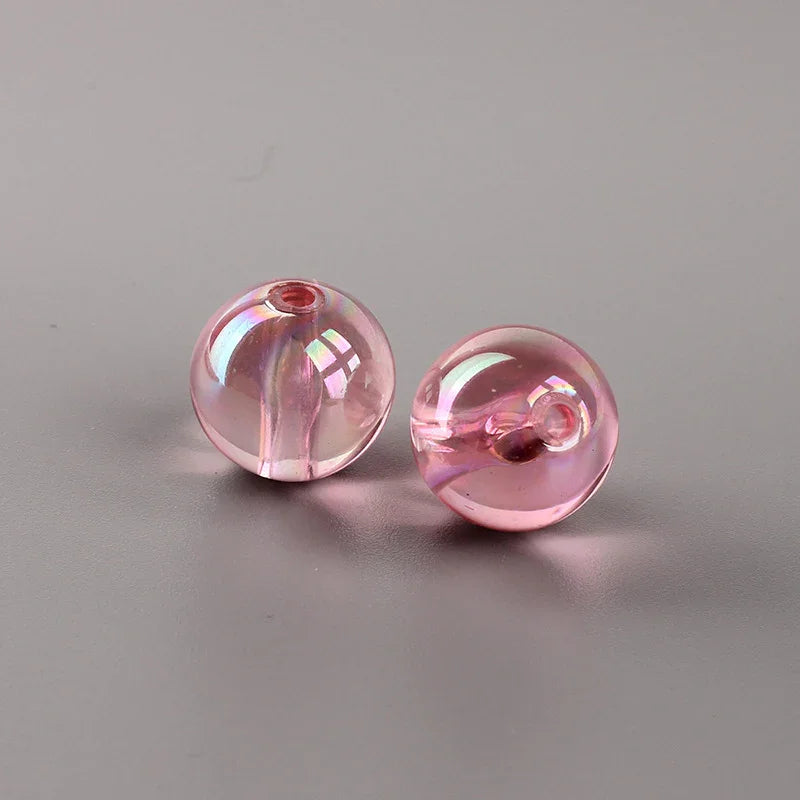 16MM Transparent Colored Plated Dazzling Straight Hole Round Beads Acrylic Beads