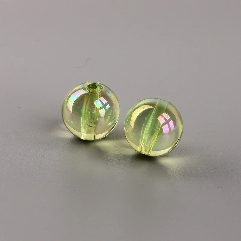 16MM Transparent Colored Plated Dazzling Straight Hole Round Beads Acrylic Beads