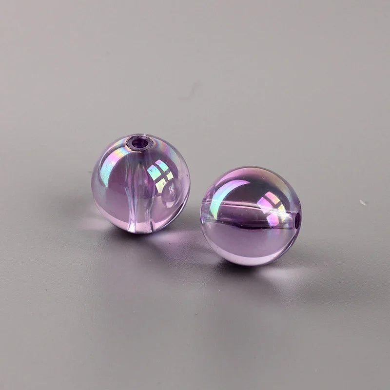 16MM Transparent Colored Plated Dazzling Straight Hole Round Beads Acrylic Beads