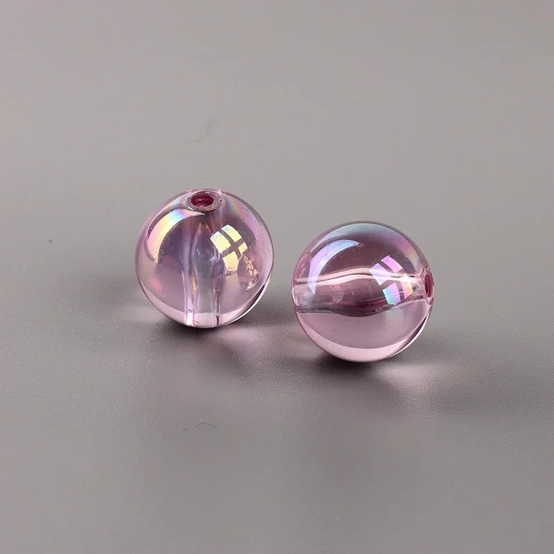 16MM Transparent Colored Plated Dazzling Straight Hole Round Beads Acrylic Beads