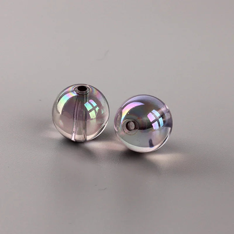 16MM Transparent Colored Plated Dazzling Straight Hole Round Beads Acrylic Beads