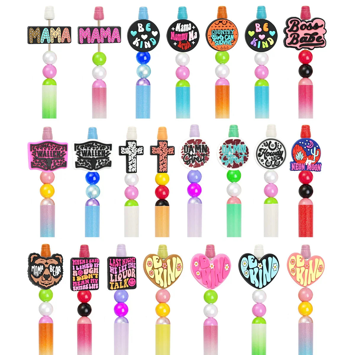 Colorful Phrase Silicone Focal Beads