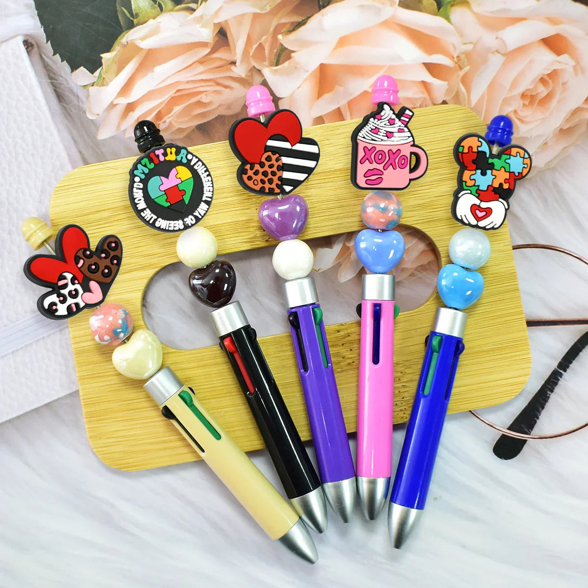 Colorful Cartoon Smiling Face Car Silicone Focal Beads