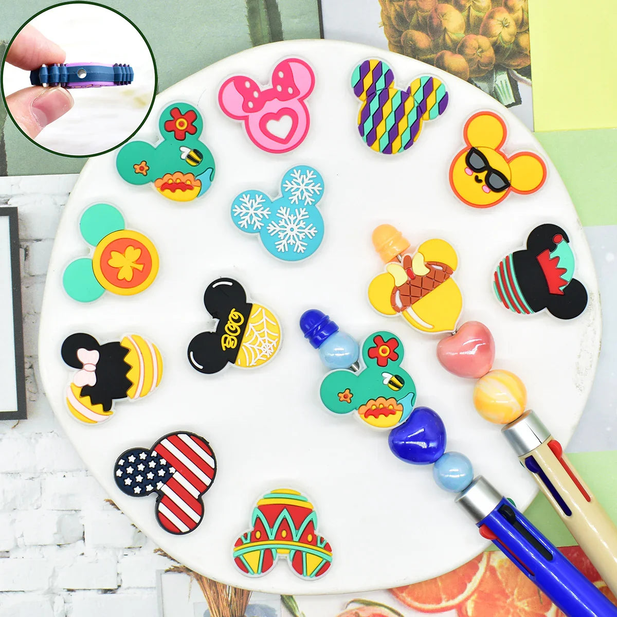 Colorful Mickey Head Series Silicone Focal Beads