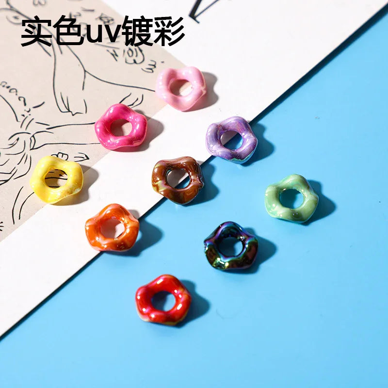 Stacking Hexagonal Tactile Paint Macaron Color Round Wave Lace Beaded Spacer