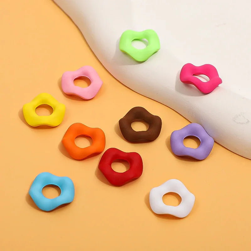 Stacking Hexagonal Tactile Paint Macaron Color Round Wave Lace Beaded Spacer