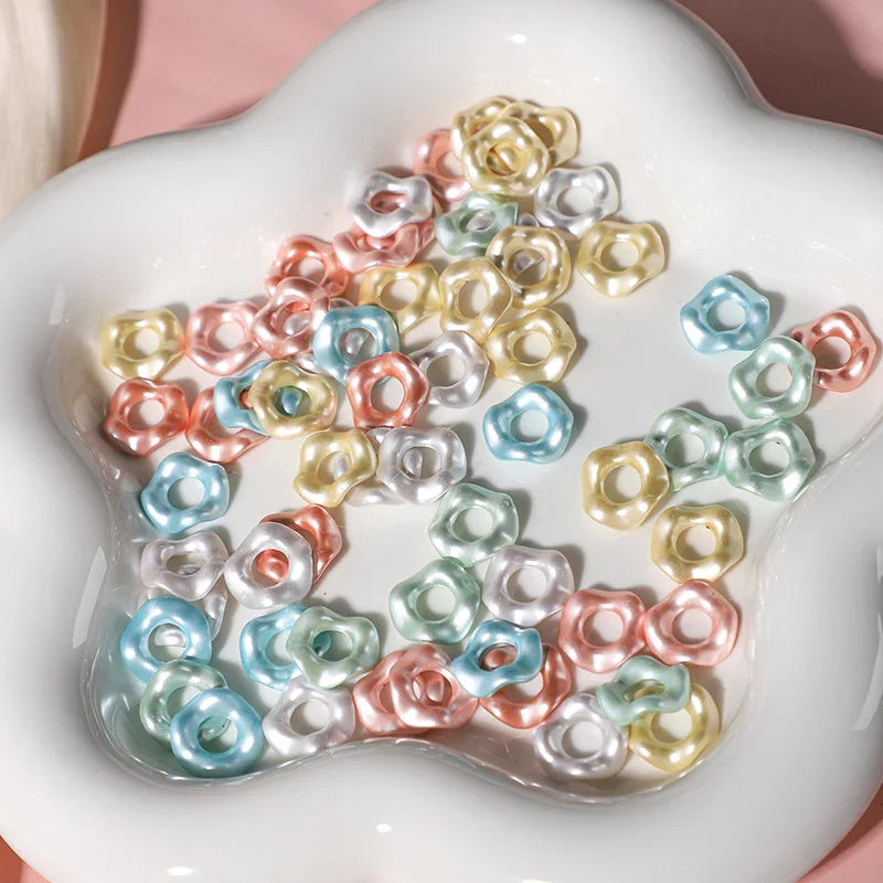 Stacking Hexagonal Tactile Paint Macaron Color Round Wave Lace Beaded Spacer