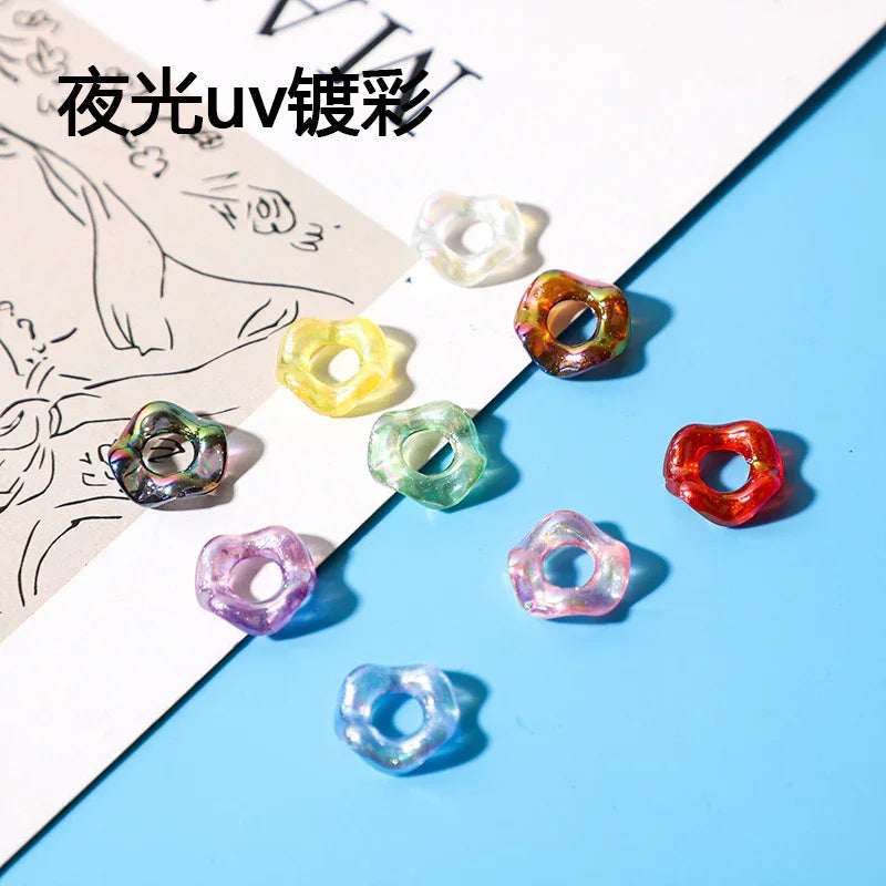 Stacking Hexagonal Tactile Paint Macaron Color Round Wave Lace Beaded Spacer