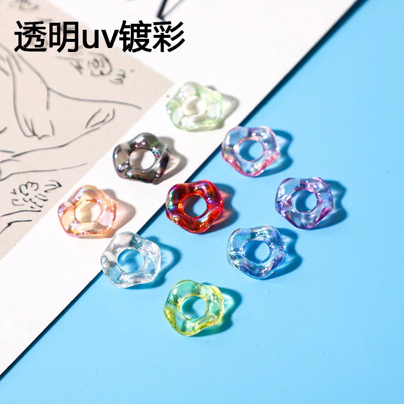 Stacking Hexagonal Tactile Paint Macaron Color Round Wave Lace Beaded Spacer