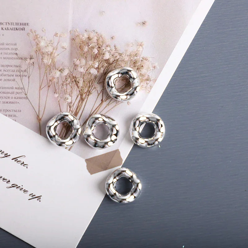Stacking Hexagonal Tactile Paint Macaron Color Round Wave Lace Beaded Spacer
