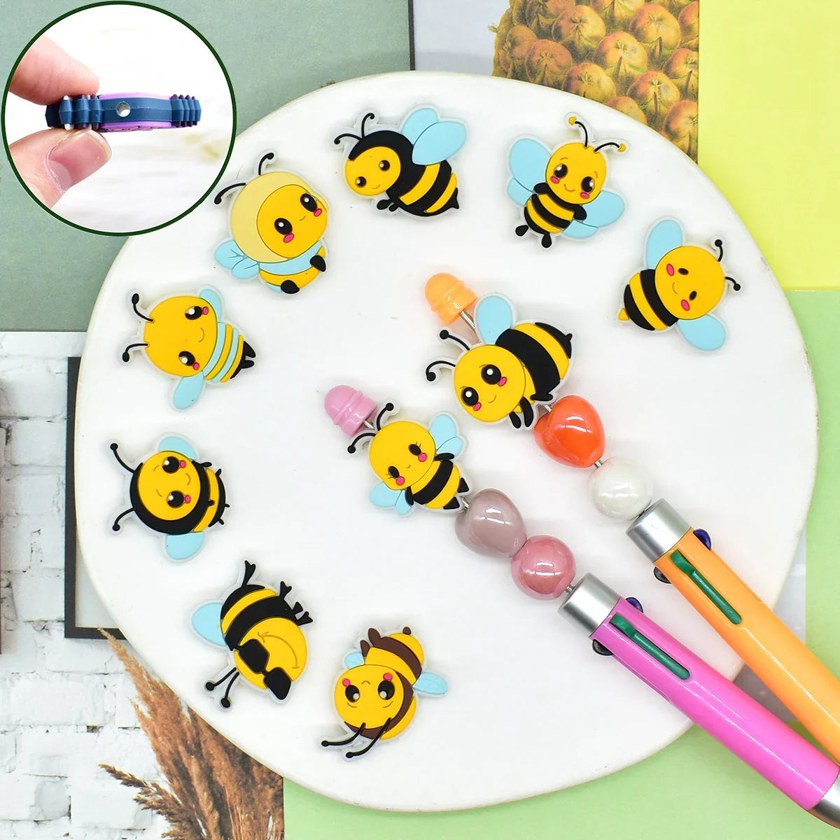 Cute Bee Silicone Focal Bead