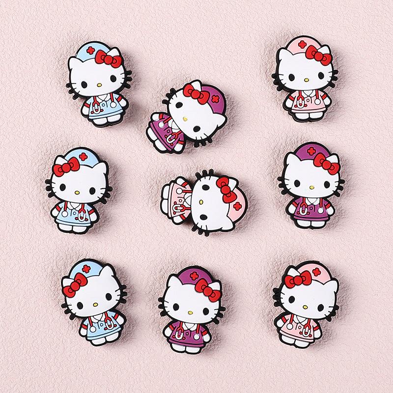 Nurse KT Cat Silicone Bead Cartoon Cute Character Silicone Focal Bead