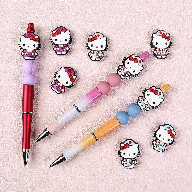 Nurse KT Cat Silicone Bead Cartoon Cute Character Silicone Focal Bead