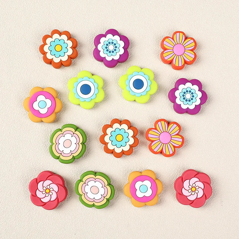 Colorful Flower Silicone Focal Bead