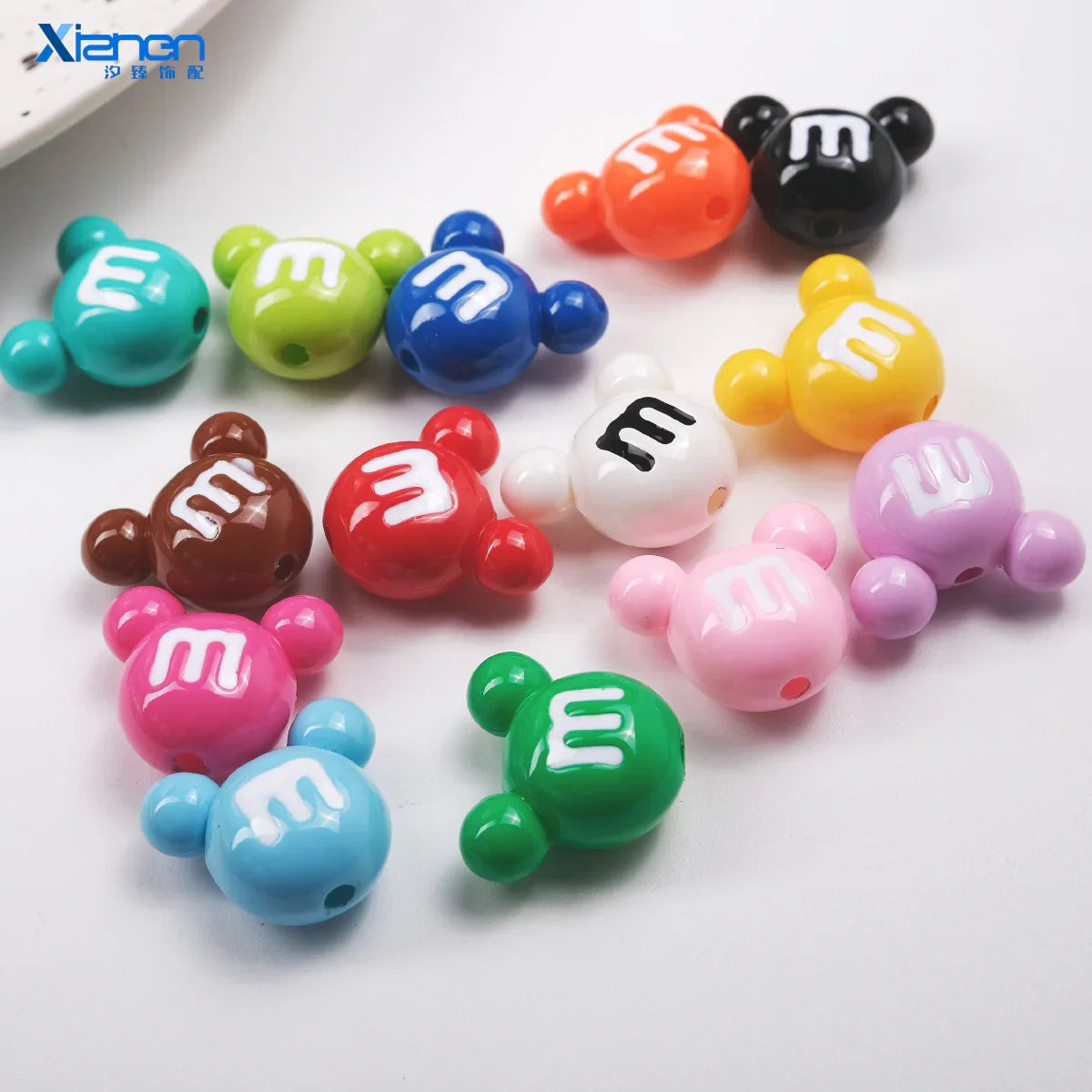 Mouse Ears Rainbow Candy Straight Hole Beads Acrylic Beads