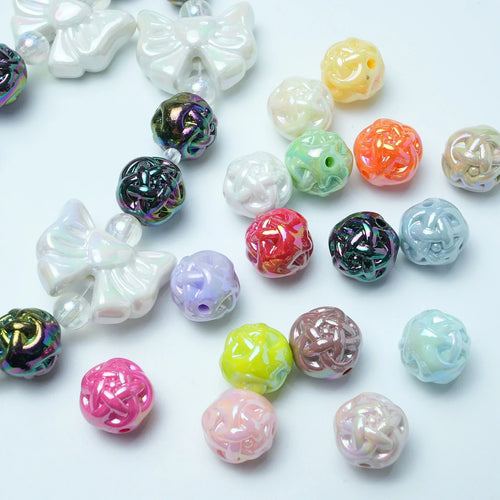12MM Solid Color Plated AB Wool Ball Acrylic Beads