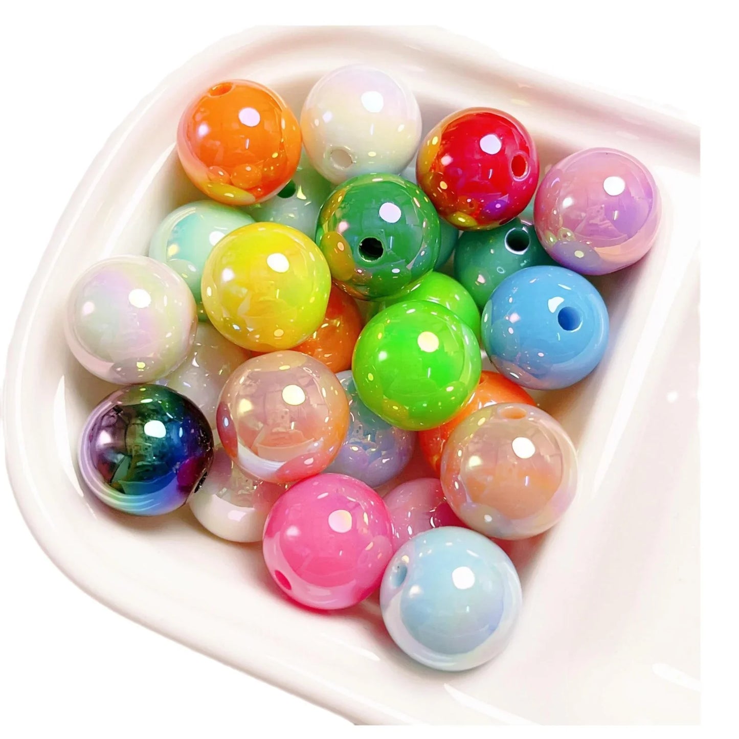 16mm Acrylic Plated UV Colorful Shell Solid Color Beads