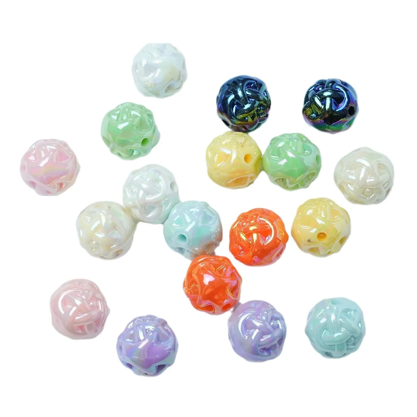 12MM Solid Color Plated AB Wool Ball Acrylic Beads