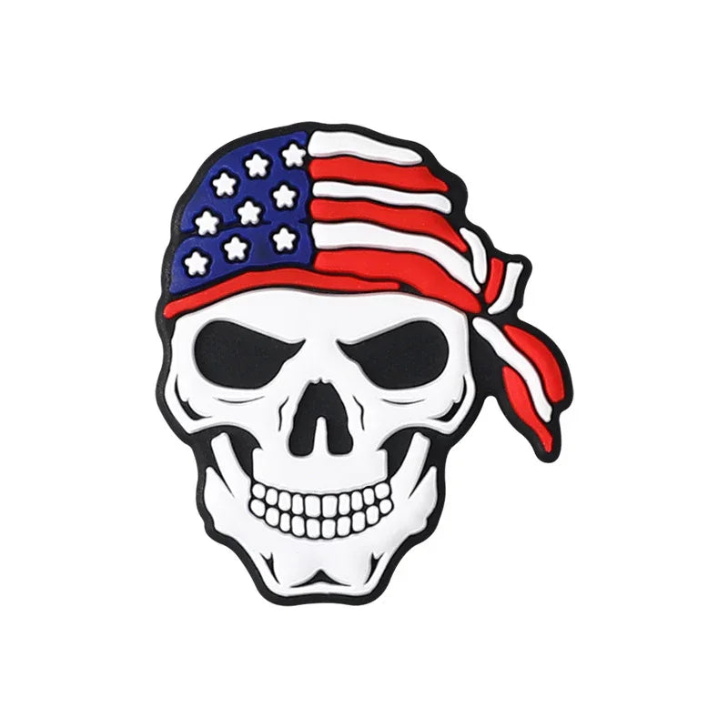 USA Flag Figure Skull Silicone Focus Beaded