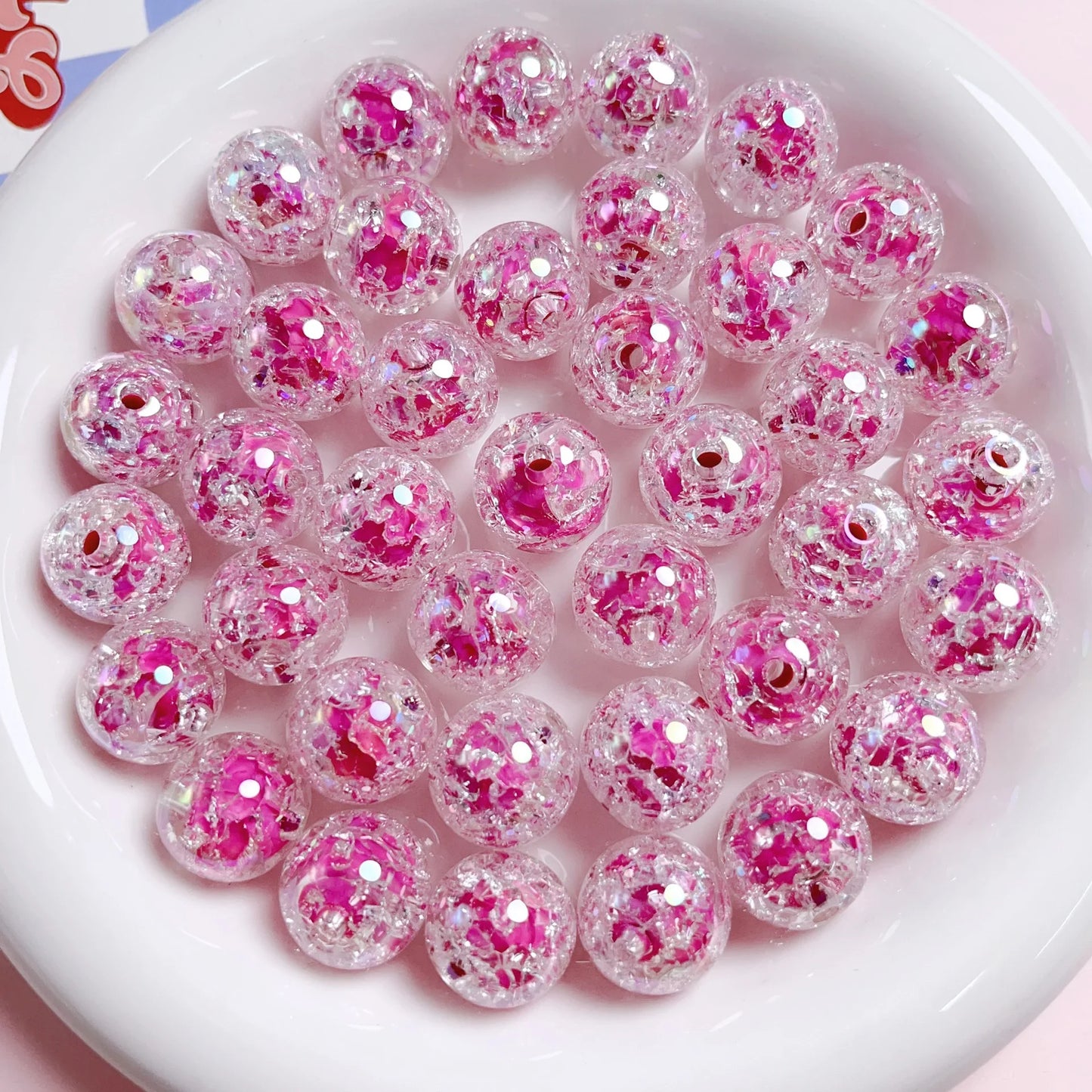 UV Color 16mm Bursting Sugar Heart Acrylic Beads